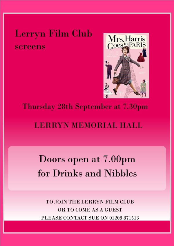Lerryn Film Club -  New season opens with the screening of Mrs Harris Goes to Paris